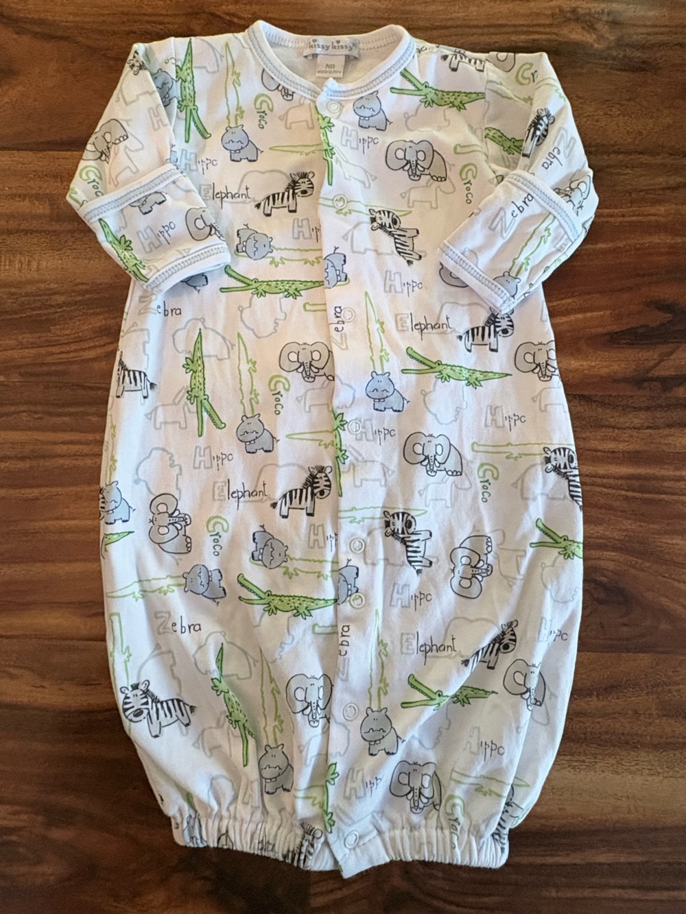 Kissy Kissy Gender Neutral Zoo Animal Convertible Romper Gown Sack Sac Newborn